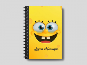 Capa de Caderno Bob esponja personalizado Autocolante Fosco  Coloridas Verso   