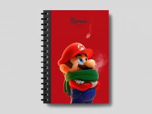 Capa de Caderno Mario personalizado (Envie o nome personalizado) Autocolante Fosco  Coloridas Verso   