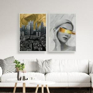 Cidade cor de ouro Mulher cor de ouro - DUPLO  40cm L X 60cm A    Imagens meramente ilustrativas