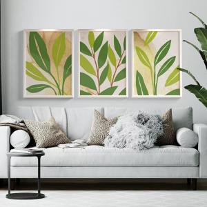 Folhas com fundo branco e dourado - TRIO  40cm L X 60cm A    Imagens meramente ilustrativas