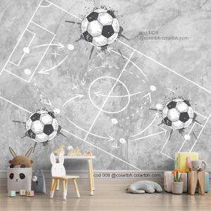 Futebol - 001428  sob medida Impressão digital Fosco Divididos em Rolos de 50 cm - sendo 0,5 a 1 cm para sobreposição Todas as Imagens são MERAMENTE ILUSTRATIVAS