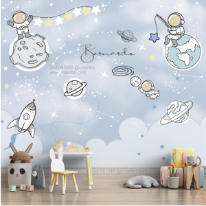 Papel de parede Astronauta - cod1445  sob medida Impressão digital Fosco Divididos em Rolos de 50 cm - sendo 0,5 a 1 cm para sobreposição Todas as Imagens são MERAMENTE ILUSTRATIVAS