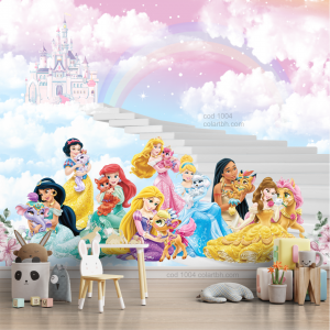 Papel de parede Princesas - cod1004  sob medida Impressão digital Fosco Divididos em Rolos de 50 cm - sendo 0,5 a 1 cm para sobreposição Todas as Imagens são MERAMENTE ILUSTRATIVAS